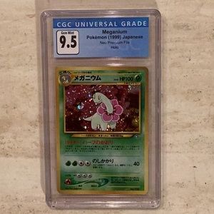 Pokemon Meganium 1999 Japanese Neo Premium File Holo No. 154 CGC 9.5 TCG #154